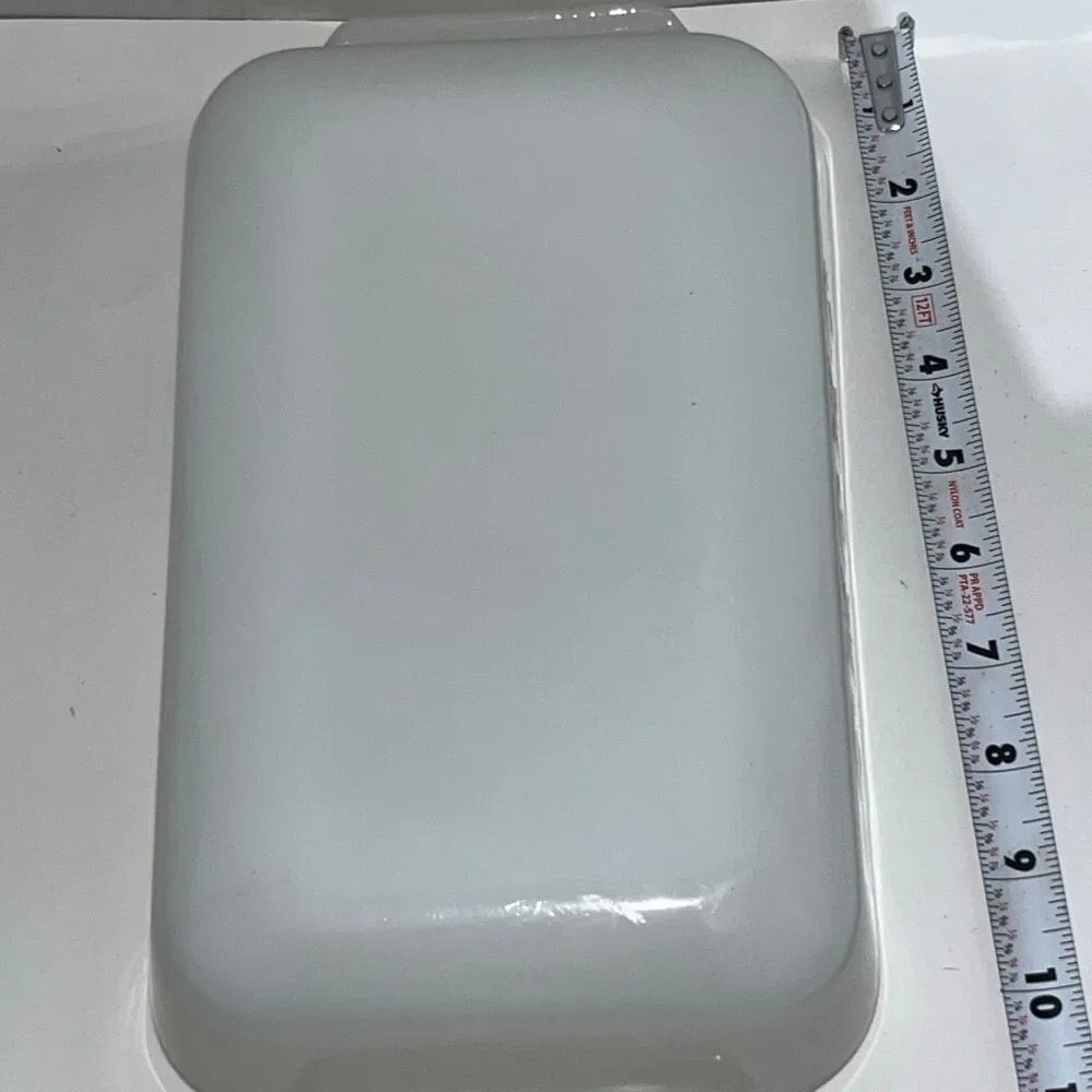 Fire King‎ White Anchor Hocking Meadow Green Flower Glass Loaf Dish Pan